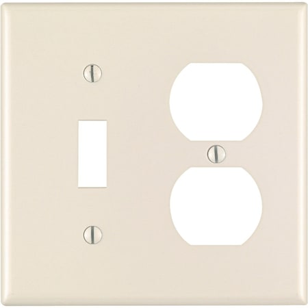 Leviton 2-Gang Plastic Single Toggle/Duplex Outlet Wall Plate, Light Almond 000-78005